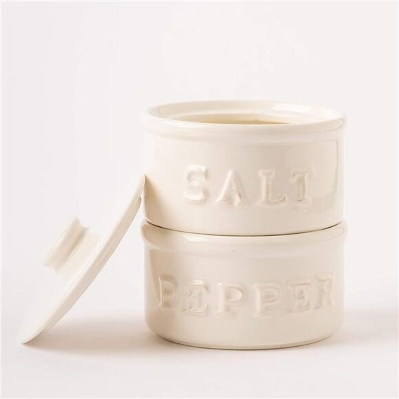 Salt & Pepper Cellar, Off-White, 6" X 3.5" dia - Picture 3 of 6